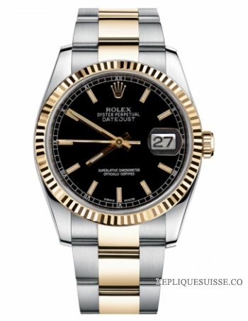 Réplique Rolex Datejust 36mm acier et or noir Dial 116233 BKSO