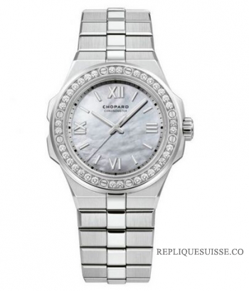 Réplique Chopard Alpine Eagle 36mm Lucent Steel Diamond Bezel Nacre Cadran