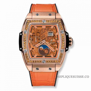 Copie Montre Hublot Spirit Of Big Bang Moonphase Roi Or Orange 42mm 647.OX.5381.LR.1206