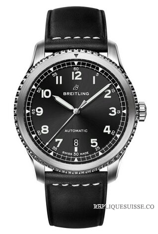Copie Montre Breitling Navitimer 8 automatique bracelet en cuir a cadran noir A17314101B1X1