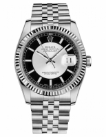 Réplique Rolex Datejust 36mm Argent acier et cadran noir Jubile Bracelet 116234 STBKSJ