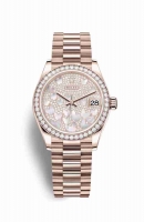 Copie Montre Rolex Datejust 31 18 ct Everose or 278285RBR Pave de nacre papillon Cadran m278285rbr-0010