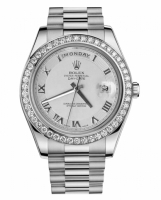 Réplique Rolex Day Date II President Blanc or and Diamonds Ivory concentr 218349 ICRP