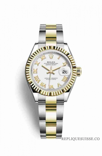 Copie Montre Rolex Datejust 28 Jaune Rolesor Oystersteel Or jaune 18 ct Cadran Blanc m279173-0024