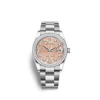 Rolex Datejust 36 Oystersteel or blanc 18 ct M126284RBR-0016 Design Jubilee rose sertie de diamants Cadran