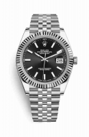 Copie Montre Rolex Datejust 41 White Rolesor Oystersteel or blanc 18 ct 126334 cadran noir m126334-0018