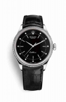 Copie Montre Rolex Cellini Time or blanc 18 carats 50509 diamants noirs Cadran m50509-0023