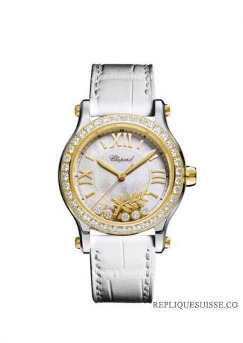 Réplique Chopard Happy Sport Cannes 2018 Happy Palm Automatique Cadran Blanc Diamants Unisexe