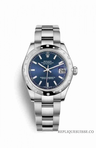 Copie Montre Rolex Datejust 31 White Rolesor Oystersteel or blanc 18 carats 178344 Cadran bleu m178344-0054