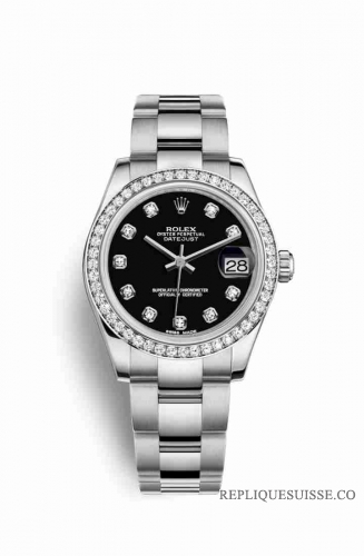 Copie Montre Rolex Datejust 31 White Rolesor Oystersteel or blanc 18 carats 178384 Black ensemble diamants Cadran m178384-0042