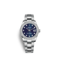 Rolex Datejust 31 Oystersteel or blanc 18 ct M178384-0067 Bleu sertie de diamants Cadran