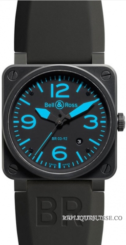 Bell & Ross BR 03-92 CARBON bleu Aviation des hommes Limited Edition Montre Réplique