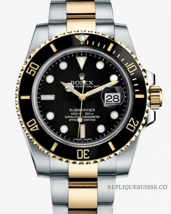 Réplique Rolex Submariner Date Two Tone noir Dial 116613LN