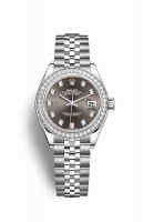 Copie Montre Rolex Datejust 28 White Rolesor Oystersteel or blanc 18 ct RBR Dark gris ensemble diamants Cadran m279384rbr-0017