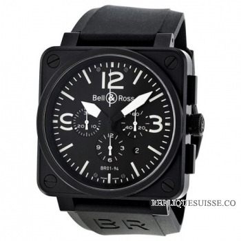 Bell & Ross BR01-94 acier noir Chronographe Hommes Montre Réplique