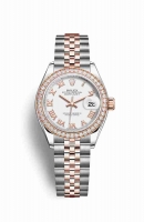 Copie Montre Rolex Datejust 28 Everose Roles ou Oystersteel 18 ct Everose or RBR cadran blanc m279381rbr-0021