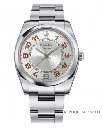 Réplique Rolex Air-King Domed Bezel argent concentric circle cadran 11420 114200 SCAO