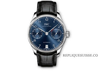 Copie Montre IWC Portugieser Chronographe automatique bleu cadran Mens IW500710