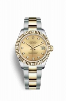 Copie Montre Rolex Datejust 31 Jaune Rolesor Oystersteel or jaune 18 ct 178313 Champagne-couleur ensemble diamants Cadran m178313-0041