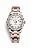 Copie Montre Rolex Pearlmaster 34 18 ct Everose or Blanc serti de diamants Cadran m81285-0033