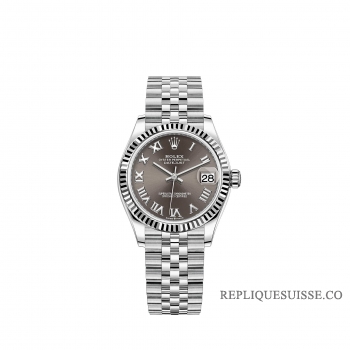 Rolex Datejust 31 Rolesor blanc cadran gris fonce bracelet Jubilee