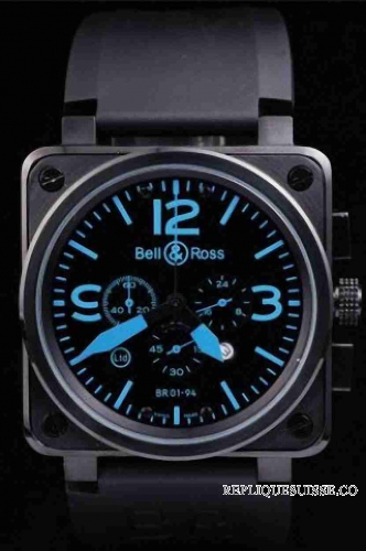 Bell & Ross BR01-94 LE Carbon bleu Ltd cuir Montre Réplique