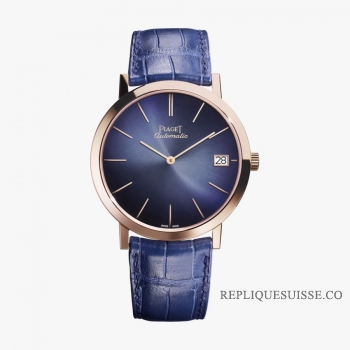 Piaget Altiplano Cadran Bleu Automatique Hommes Or Rose 18K G0A42051 Montres Copie