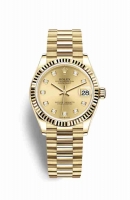 Copie Montre Rolex Datejust 31 Or jaune 18 carats 278278 Champagne-couleur diamants Cadran m278278-0009