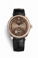 Copie Montre Rolex Cellini Dual Time 18 ct Everose or 50525 Marron guilloche Cadran m50525-0016