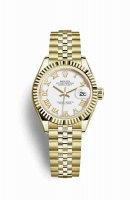 Copie Montre Rolex Datejust 28 Or jaune 18 ct Cadran Blanc m279178-0030