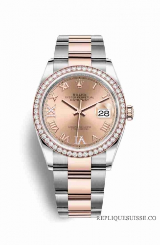 Copie Montre Rolex Datejust 36 Everose Roles ou Oystersteel 18 ct Everose or 126281RBR Rose set diamants Cadran m126281rbr-0016