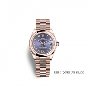 Rolex Datejust 31 Or Everose 18 ct M278245-0028 Aubergine sertie de diamants Cadran