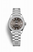 Copie Montre Rolex Datejust 28 Platinum RBR Gris fonce Cadran m279136rbr-0010