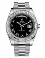 Réplique Rolex Day Date II President Blanc or and Diamonds noir cadran 21 218349 BKRP