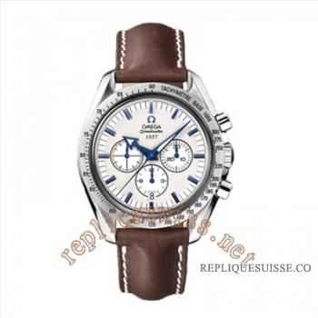 Omega Speedmaster Broad Arrow Inoxydable acier cuir Strap Montre Réplique