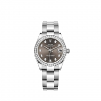 Rolex Datejust 31 Rolesor blanc cadran gris fonce bracelet Oyster