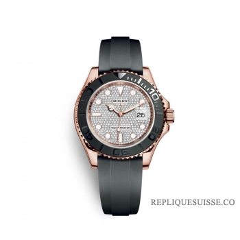 Rolex Yacht-Master 40 or Everose 18 ct M126655-0005 cadran pave de diamants