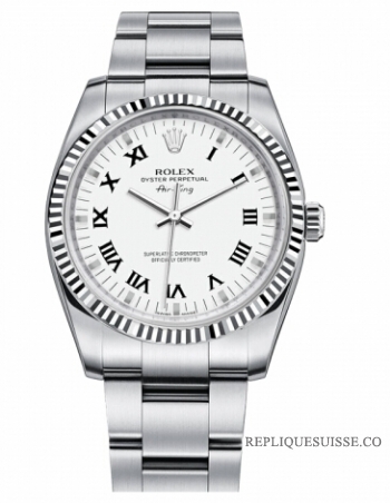 Réplique Rolex Air-King Blanc or Fluted Bezel Blanc cadran 114234 WRO Mon 114234 WRO