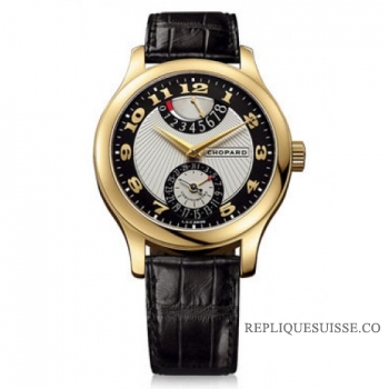 Chopard L.U.C Quattro Mark II argent and noir Dial Or jaune noir Cuir 161903-0001