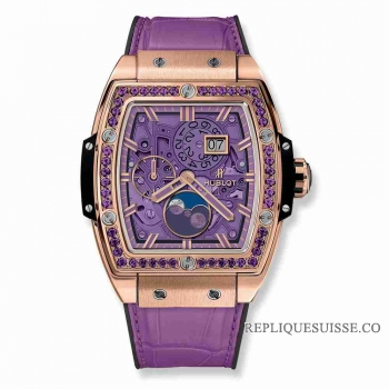 Copie Montre Hublot Spirit Of Big Bang Moonphase Roi Or Violet 42mm 647.OX.4781.LR.1205