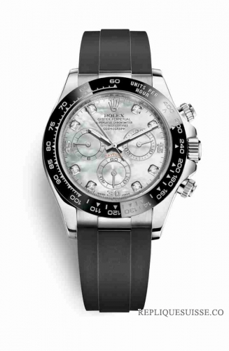 Copie Montre Rolex Cosmograph Daytona or blanc 18 ct 116519LN Diamants blancs serti de nacre Cadran m116519ln-0023 [m116519ln-0023]