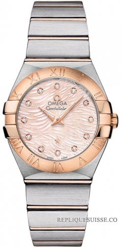 Omega Constellation Quartz 27mm 123.20.27.60.57.004 Pink Diamond Perle Montre Réplique