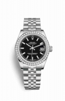 Copie Montre Rolex Datejust 31 Blanc Roles ou Oystersteel Or blanc 18 carats 178384 Cadran Noir m178384-0031