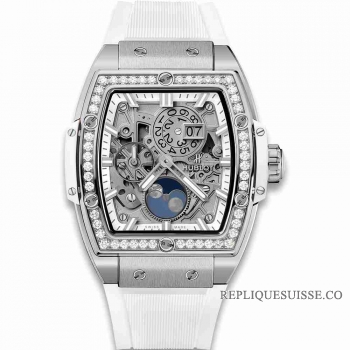 Copie Montre Hublot Spirit Of Big Bang Moonphase Titane Blanc Diamants 42mm 647.NE.2070.RW.1204