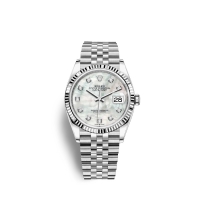 Rolex Datejust 36 Oystersteel or blanc 18 ct M126234-0019 Nacre blanche sertie de diamants Cadran