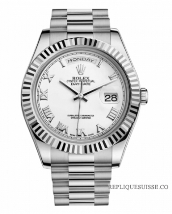 Réplique Rolex Day Date II President Blanc or Blanc cadran 218239 WRP Mon 218239 WRP