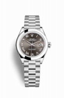 Copie Montre Rolex Datejust 28 Platinum Gris fonce Cadran m279166-0010