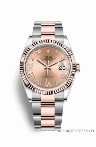 Copie Montre Rolex Datejust 36 Everose Roles ou Oystersteel 18 ct Everose or 126231 Rose ensemble de diamants Cadran m126231-0028