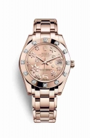 Copie Montre Rolex Pearlmaster 34 18 ct Everose or Rose motif floral sureleve Cadran m81315-0020