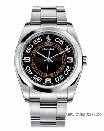 Rolex Oyster Perpetual No Date Acier inoxydable Noir & orange cadran 116000 BKORAO